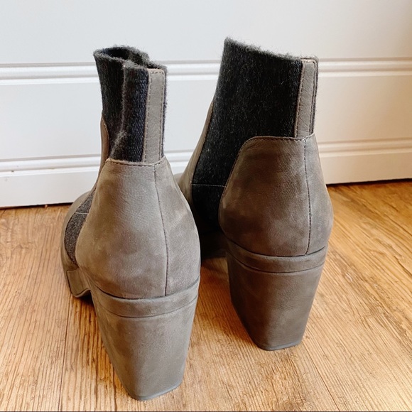 Eileen Fisher Leather Suede Knit Heel Later Bootie - Picture 4 of 9